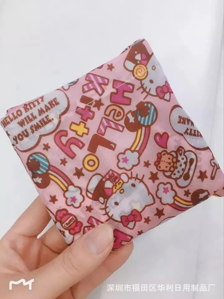 Sanrio Small Folding Shopping Bag: Hello Kitty Kuromi Melody Cinnamoroll Polyester Eco Bag - Hello Kitty 1 / 40cmx60cm