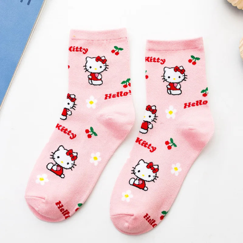 Sanrio Anime Socks - Hello Kitty Kuromi Melody Cinnamoroll - hellokitty 8 - Anime - Socks - 23 - 2024