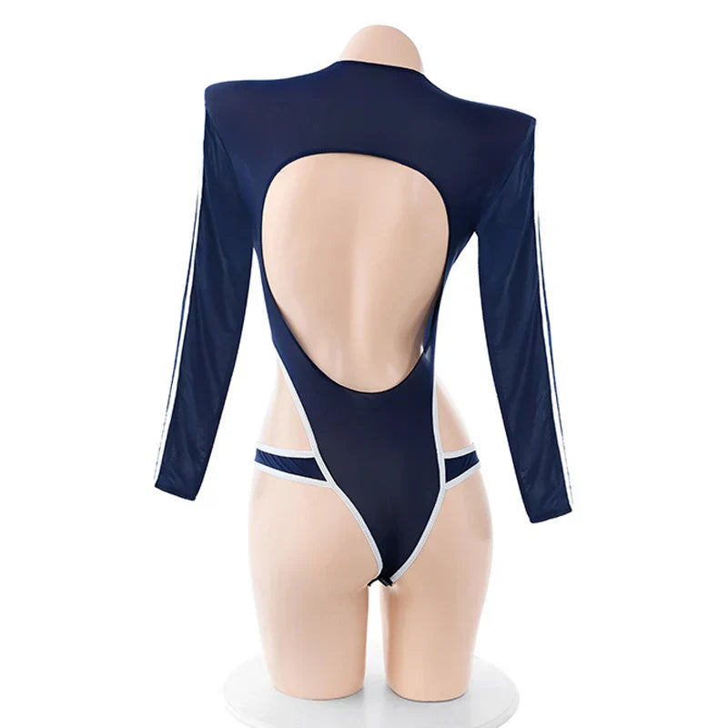 Anime Schoolgirl Swim Class Uniform - Cosplay Bodysuit Outfit - Blue / One Size - Tops & Tees - Costumes - 3 - 2024