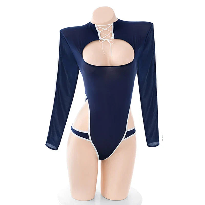 Anime Schoolgirl Swim Class Uniform - Cosplay Bodysuit Outfit - Blue / One Size - Tops & Tees - Costumes - 1 - 2024