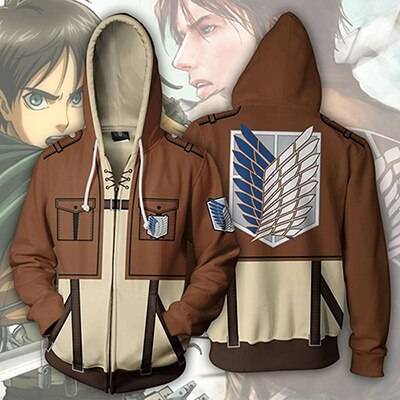 Unisex Attack On Titan Zipper Jacket - Dark Brown / 4XL - Anime - Shirts & Tops - 14 - 2024