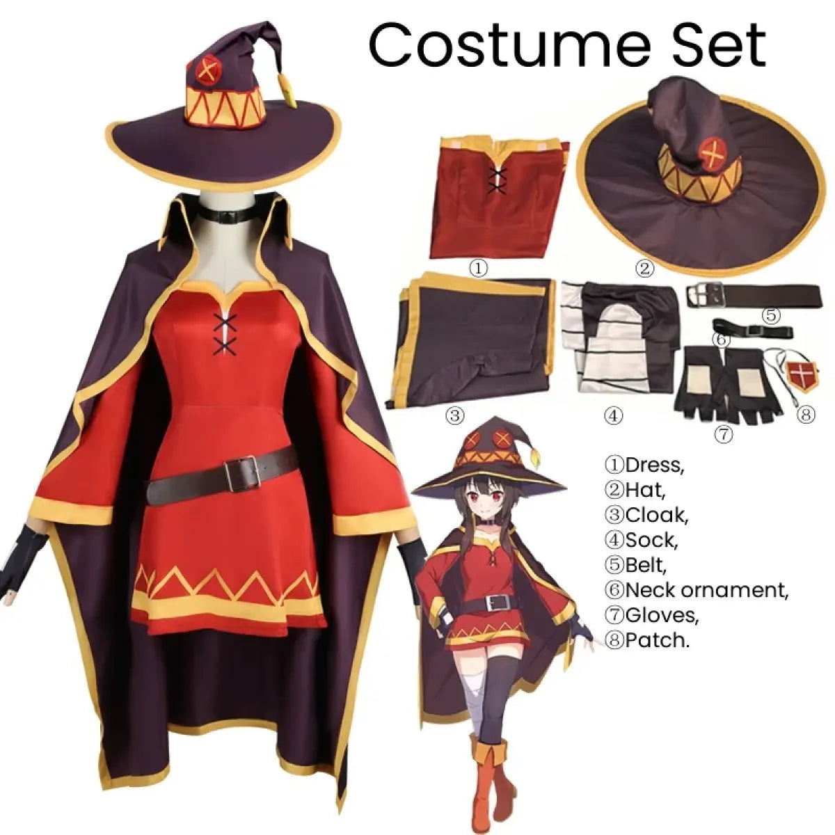 Anime Witch Costume Set with Cloak & Hat - Anime - Cosplay - 8