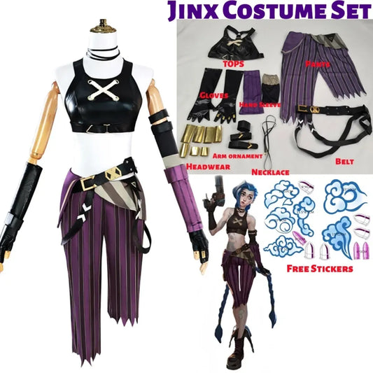 Arcane Jinx Cosplay Costume – LOL Season 2 Loli Outfit with Wig & Accessories - Anime - Sets - 21