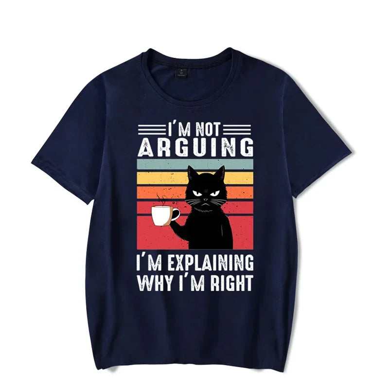 ’I’m Not Arguing’ Black Cat Graphic T-shirt - Funny Oversized Tee - T-Shirts - Shirts & Tops - 14 - 2024