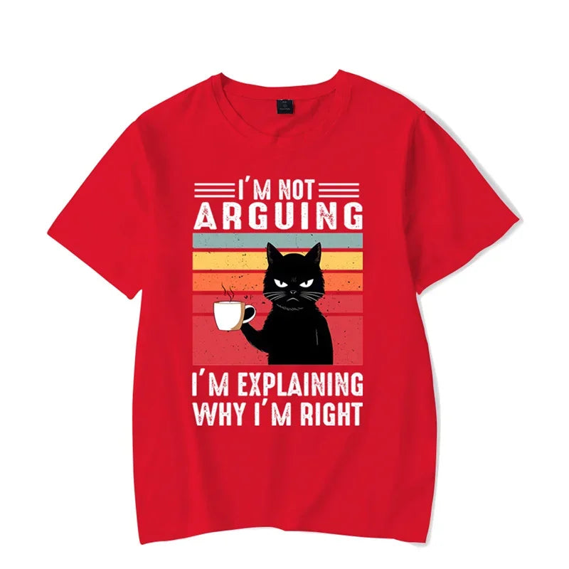 ’I’m Not Arguing’ Black Cat Graphic T-shirt - Funny Oversized Tee - Red / M - T-Shirts - Shirts & Tops - 10 - 2024