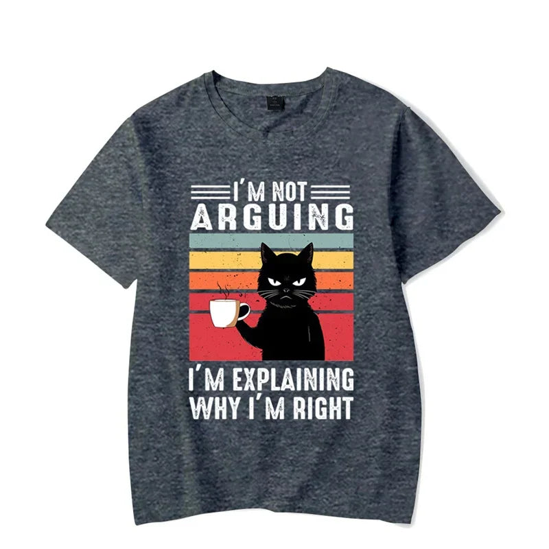 ’I’m Not Arguing’ Black Cat Graphic T-shirt - Funny Oversized Tee - Dark Blue / XXXL - T-Shirts - Shirts & Tops