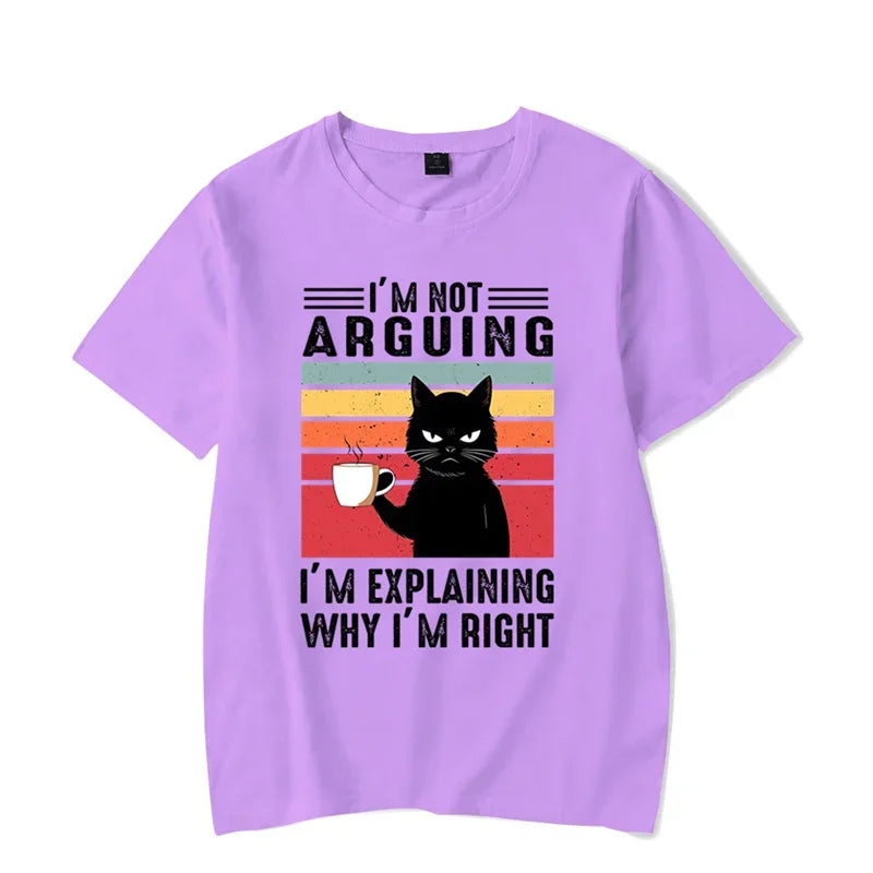 ’I’m Not Arguing’ Black Cat Graphic T-shirt - Funny Oversized Tee - Purple / 4XL - T-Shirts - Shirts & Tops - 11 - 2024