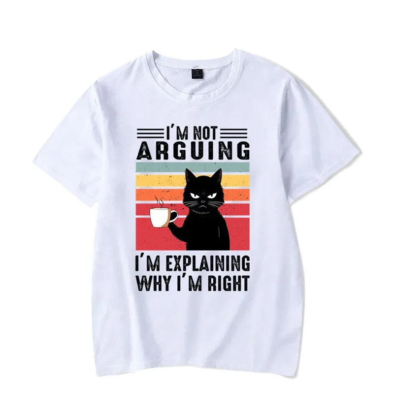 ’I’m Not Arguing’ Black Cat Graphic T-shirt - Funny Oversized Tee - White / L - T-Shirts - Shirts & Tops - 12 - 2024