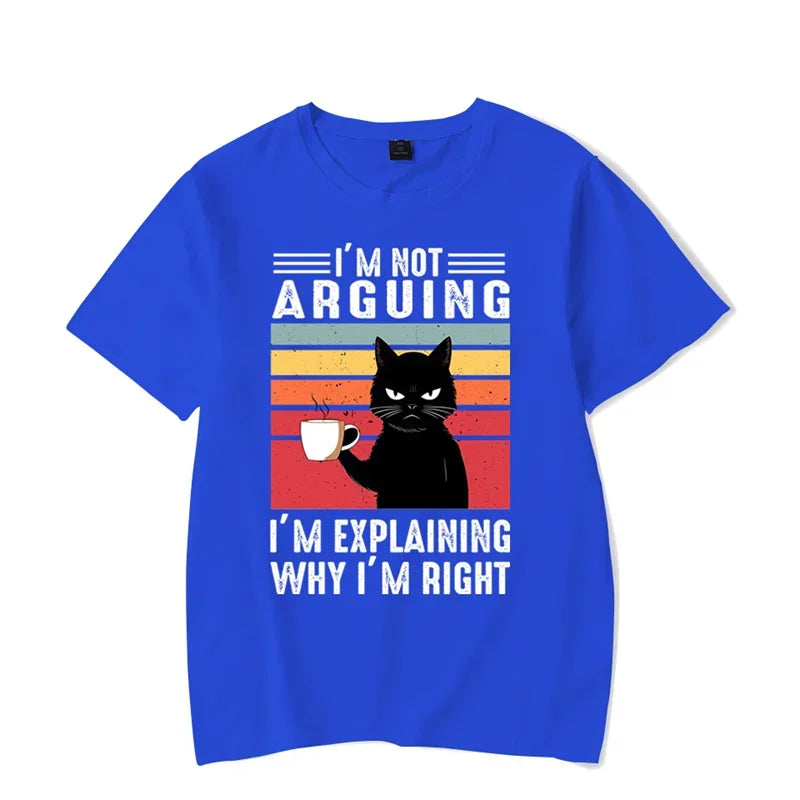 ’I’m Not Arguing’ Black Cat Graphic T-shirt - Funny Oversized Tee - Blue / L - T-Shirts - Shirts & Tops - 3 - 2024