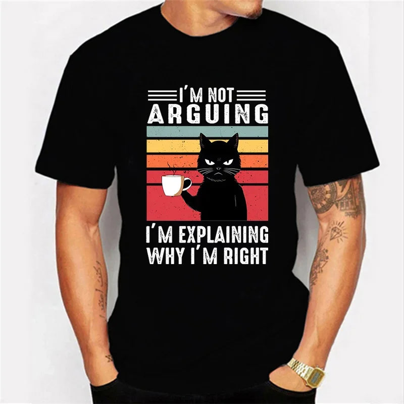 ’I’m Not Arguing’ Black Cat Graphic T-shirt - Funny Oversized Tee - T-Shirts - Shirts & Tops - 1 - 2024