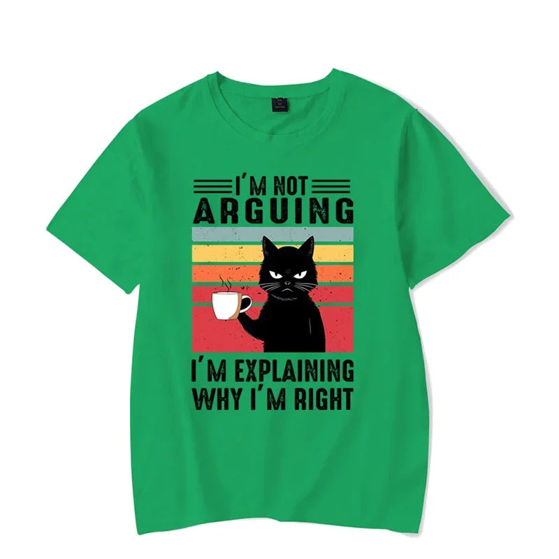 ’I’m Not Arguing’ Black Cat Graphic T-shirt - Funny Oversized Tee - Green / S - T-Shirts - Shirts & Tops - 5 - 2024