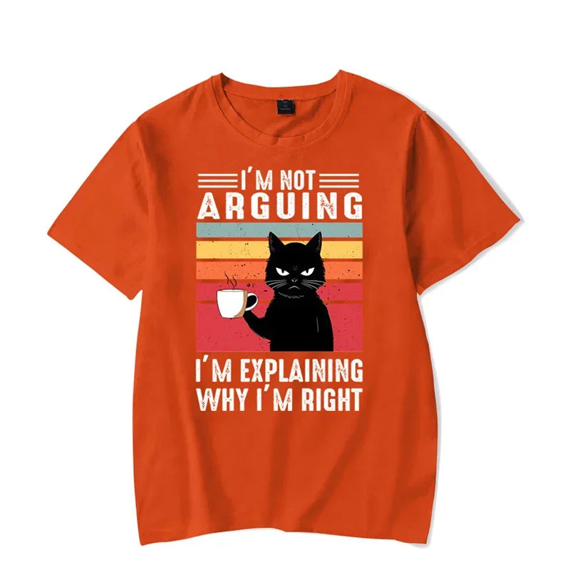 ’I’m Not Arguing’ Black Cat Graphic T-shirt - Funny Oversized Tee - T-Shirts - Shirts & Tops - 15 - 2024