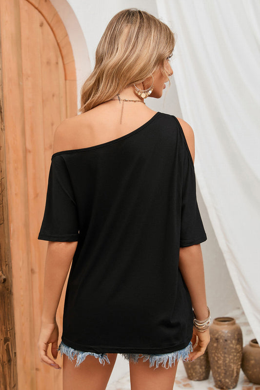 Asymmetrical Neck Cold-Shoulder Half Sleeve Blouse - Women’s Clothing & Accessories - Shirts & Tops - 2 - 2024