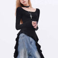 Grunge Asymmetrical Ruffle T-Shirt - T-Shirts - T-Shirt - 1