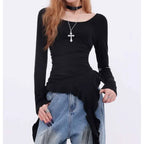 Grunge Asymmetrical Ruffle T-Shirt - T-Shirts - T-Shirt - 5