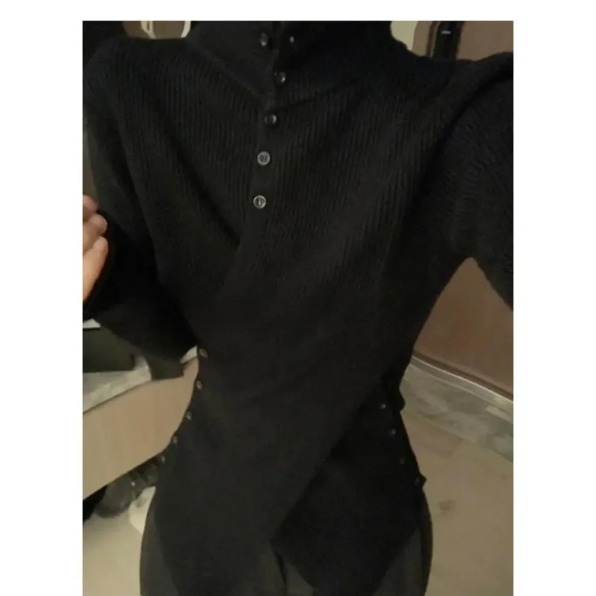 Asymmetrical Turtleneck Slim Knit Sweater - Sweaters - Sweater / Pullover - 2