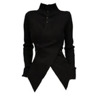 Asymmetrical Turtleneck Slim Knit Sweater - Sweaters - Sweater / Pullover - 3