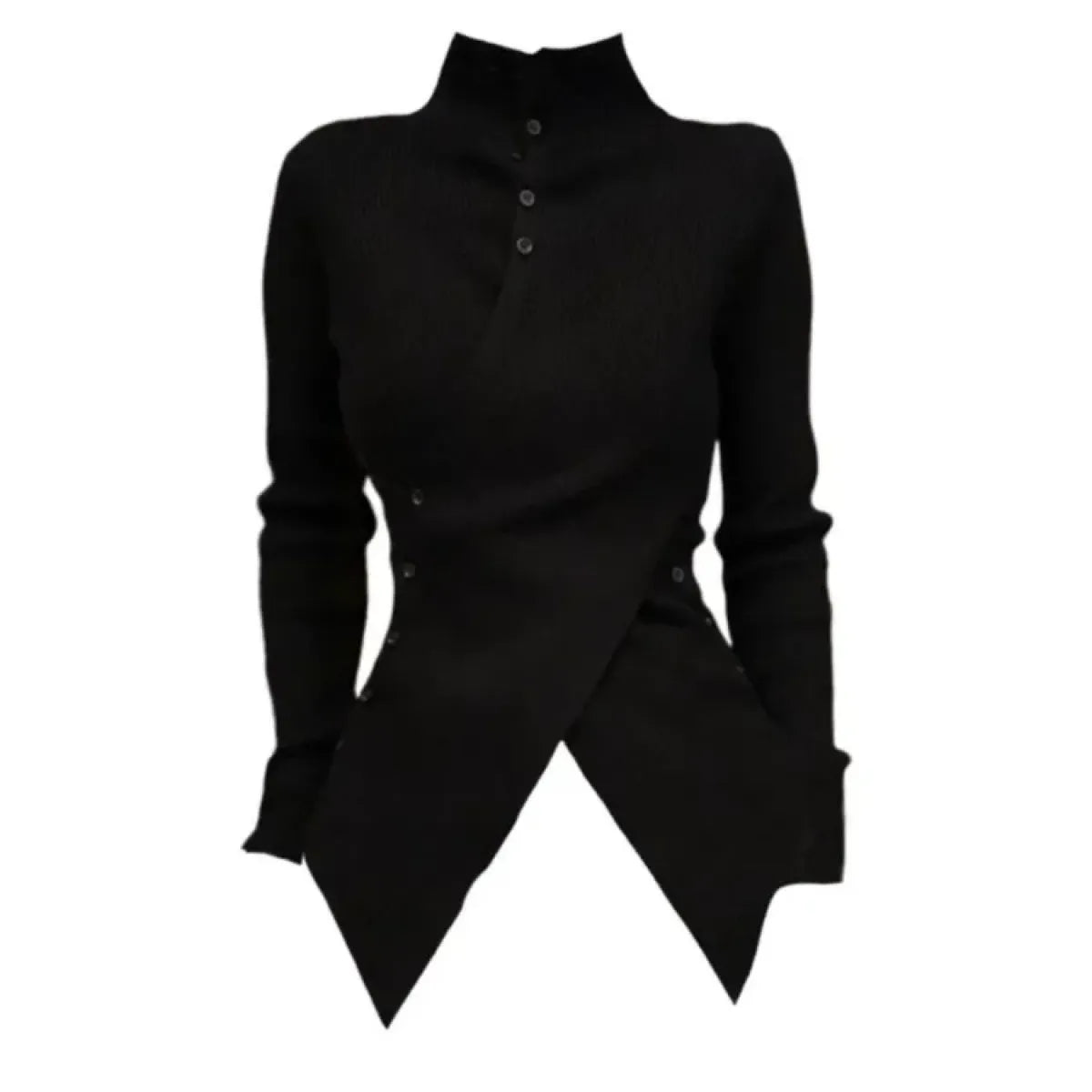 Asymmetrical Turtleneck Slim Knit Sweater - Sweaters - Sweater / Pullover - 3