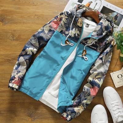 Autumn Floral Hooded Jacket - Light Blue / 4XL - Jackets & Coats - Coats & Jackets - 8 - 2024