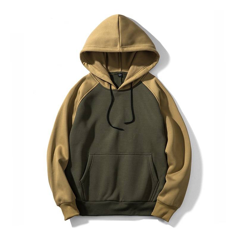 Men’s Autumn Patchwork Hoodie - Green/Khaki / XXL - Hoodies & Sweatshirts - Shirts & Tops - 15 - 2024