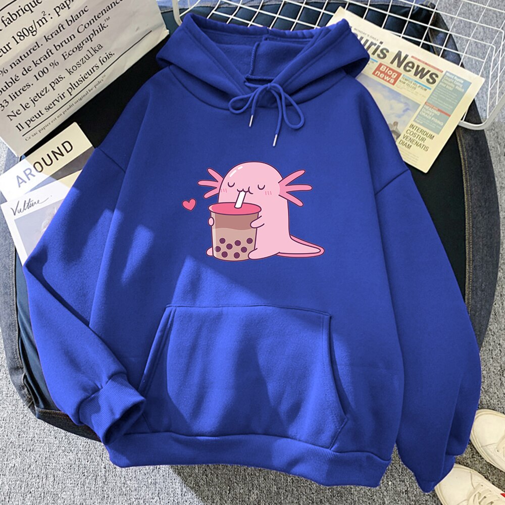 Axolotl Boba Milk Tea Hoodie - Blue / S - Women’s Clothing & Accessories - Shirts & Tops - 10 - 2024