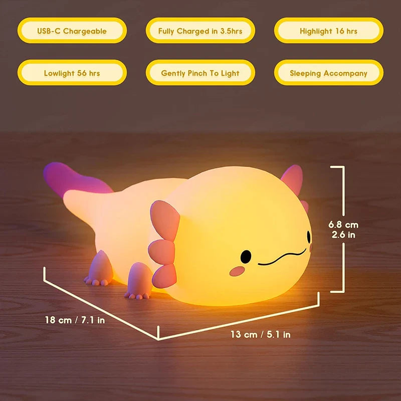 Axolotl Night Light – USB Rechargeable Silicone Touch Lamp - Standard / Nearest Warehouse - Stationary & More - Night