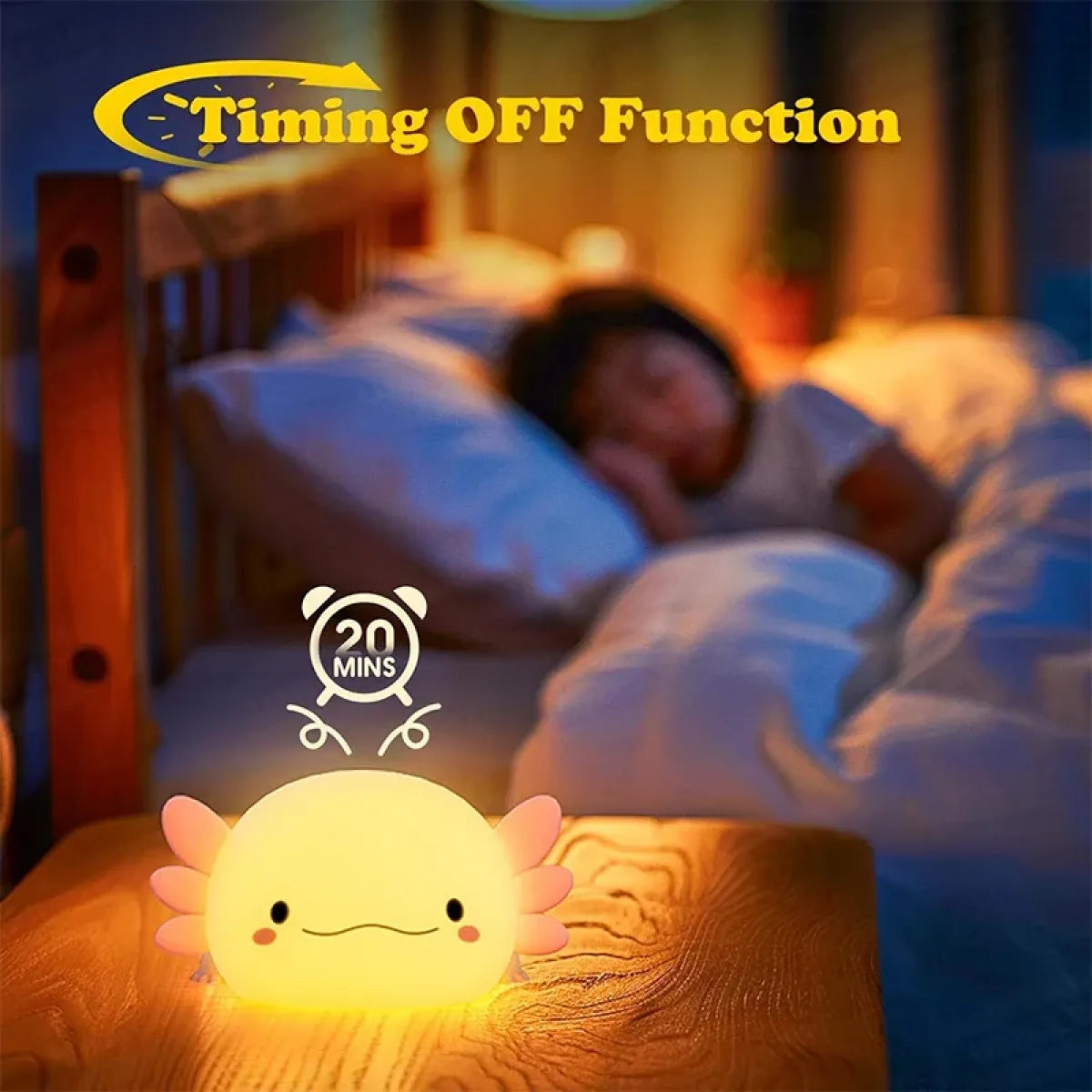 Axolotl Night Light – USB Rechargeable Silicone Touch Lamp - Lighting - Lighting - 4
