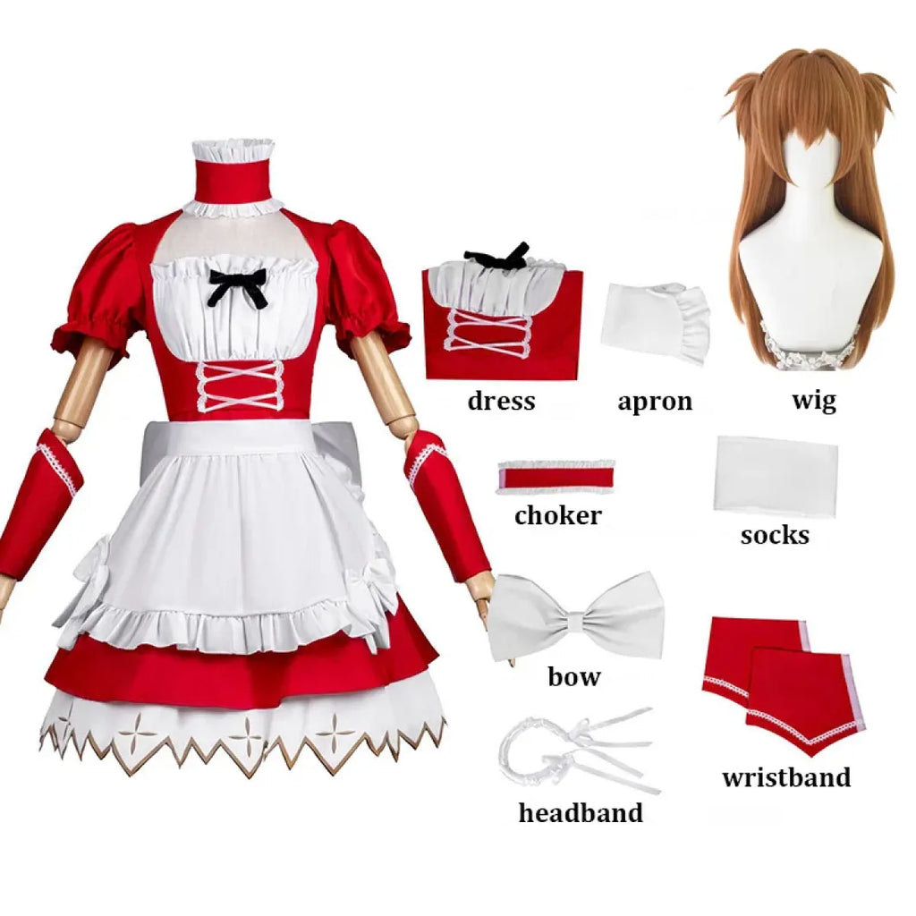 Ayanami Rei & Asuka Maid Cosplay Costume with Wig - Dresses - Cosplay - 6