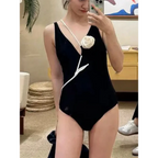 Black Backless 3D Floral One-Piece Swimsuit - Women’s Clothing & Accessories - Swimwear - 4