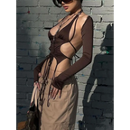 Backless Long Sleeve Crop Tops - Women’s Clothing & Accessories - Long - Asymmetric - Crop Tops - 2