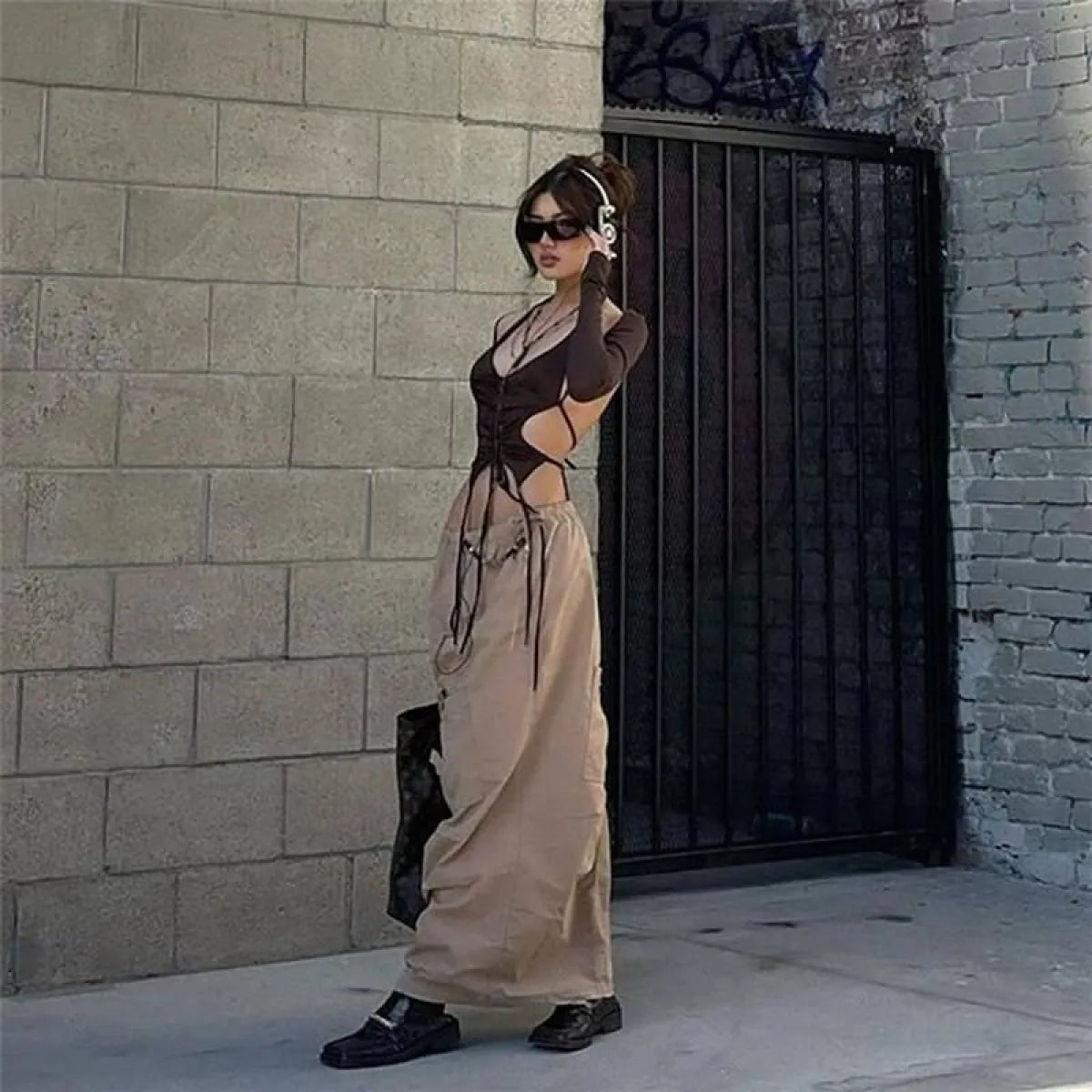 Backless Long Sleeve Crop Tops - Women’s Clothing & Accessories - Long - Asymmetric - Crop Tops - 29