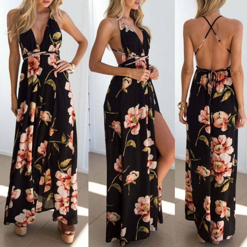 Backless Long Summer Dress - All Dresses - Shirts & Tops - 1 - 2024