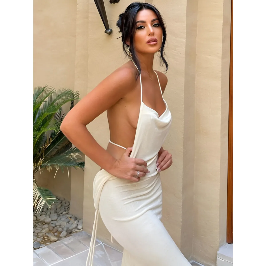 Lace Up Backless Dress - All Dresses - 1