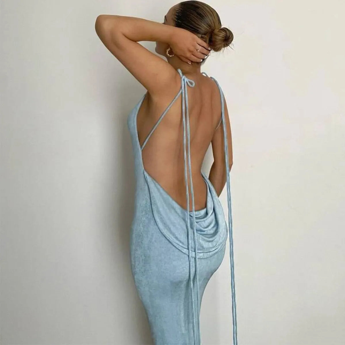 Lace Up Backless Dress - All Dresses - 13