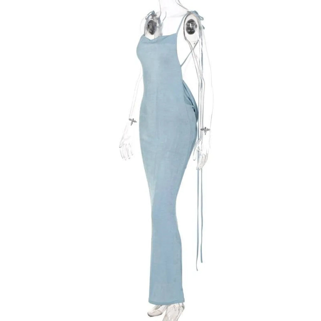 Lace Up Backless Dress - All Dresses - 20