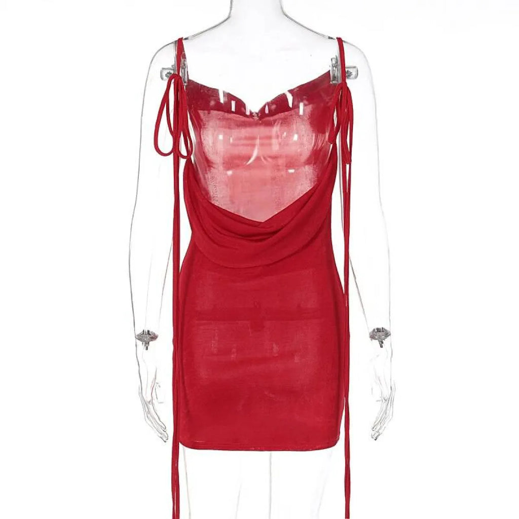 Lace Up Backless Dress - All Dresses - 27