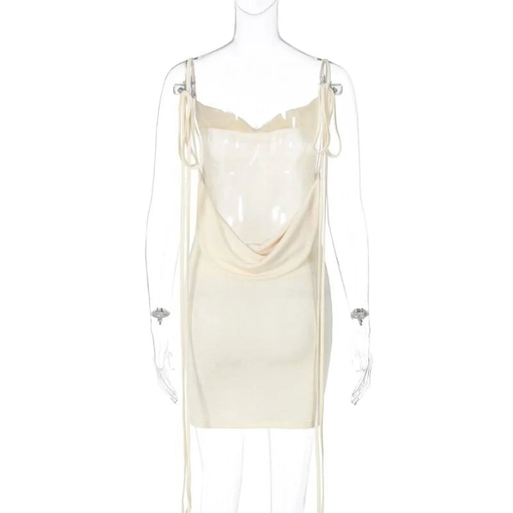 Lace Up Backless Dress - All Dresses - 30