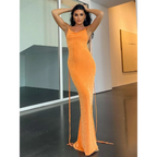 Lace Up Backless Dress - All Dresses - 44