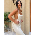 Lace Up Backless Dress - All Dresses - 45