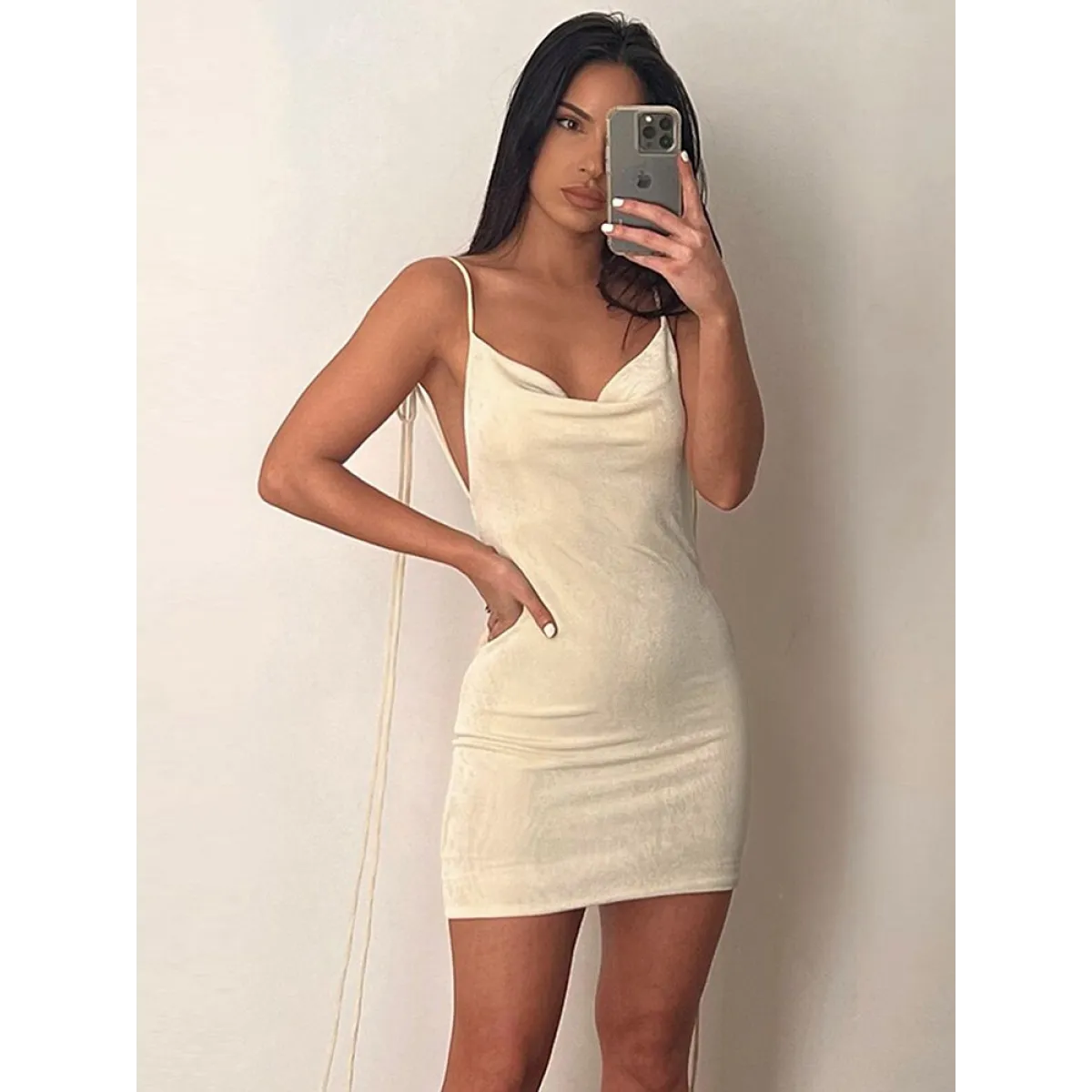 Lace Up Backless Dress - All Dresses - 46