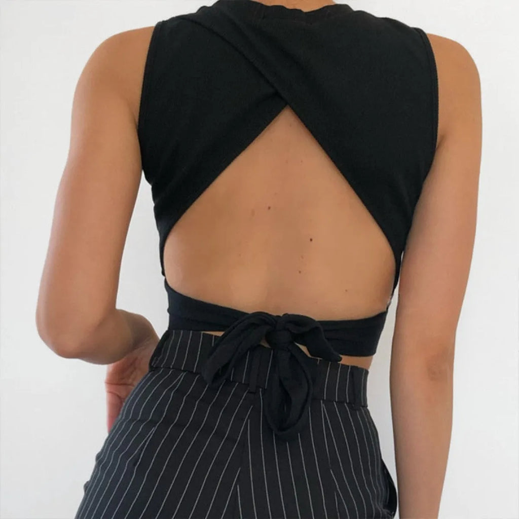 Casual Backless Streetwear Tops - Women’s Clothing & Accessories - 1
