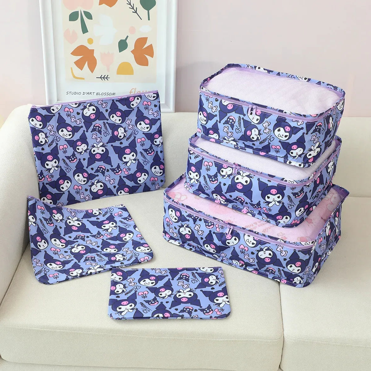 Sanrio Kawaii Travel Duffel Bag Set – 6 Piece - Harajuku Style - Cosmetic Bags - 11