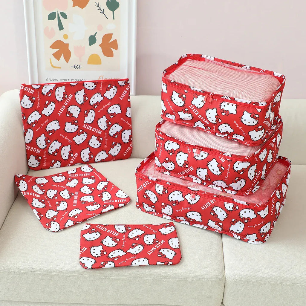 Sanrio Kawaii Travel Duffel Bag Set – 6 Piece - Harajuku Style - Cosmetic Bags - 13