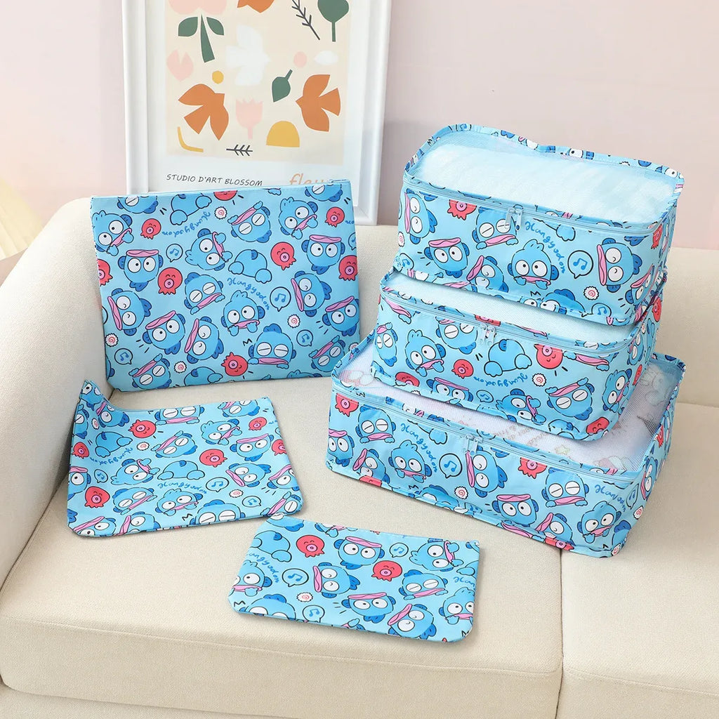 Sanrio Kawaii Travel Duffel Bag Set – 6 Piece - Harajuku Style - Cosmetic Bags - 14
