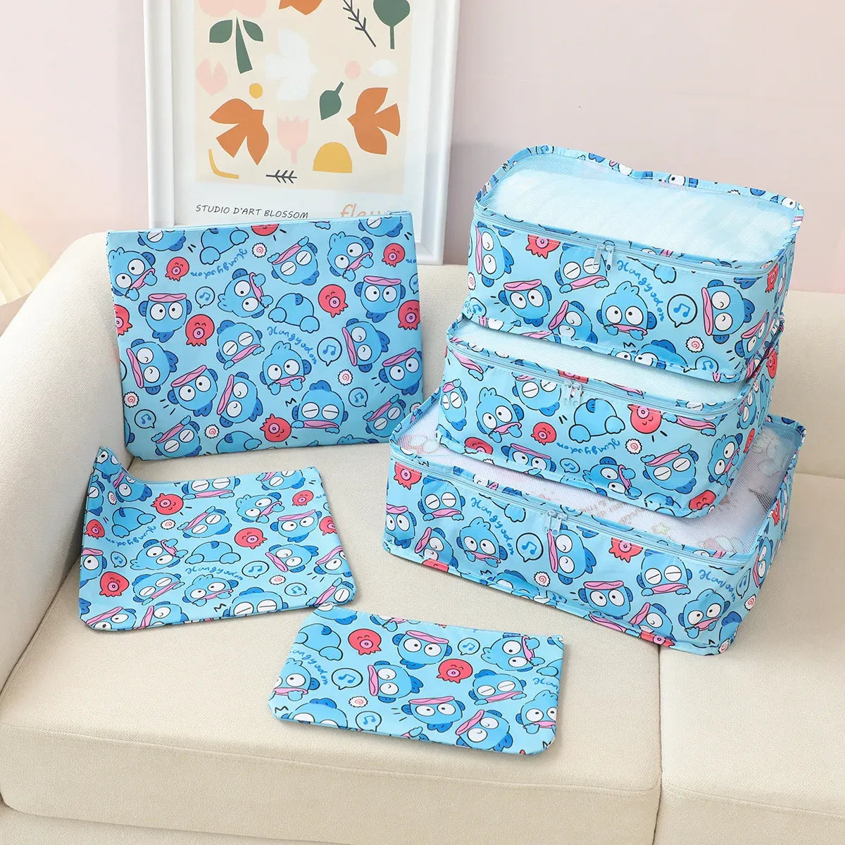 Sanrio Kawaii Travel Duffel Bag Set – 6 Piece - Harajuku Style - Cosmetic Bags - 14