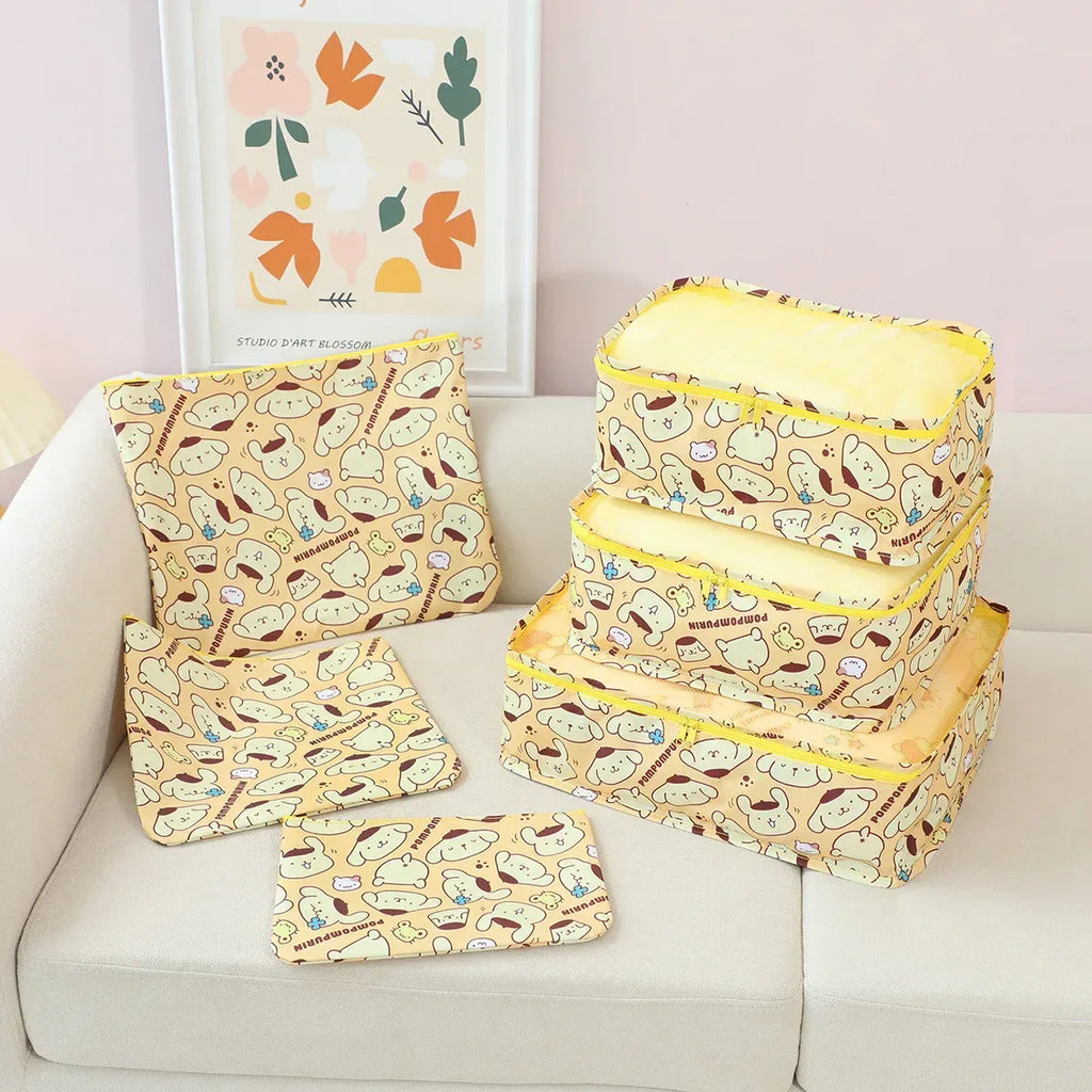 Sanrio Kawaii Travel Duffel Bag Set – 6 Piece - Harajuku Style - Cosmetic Bags - 18