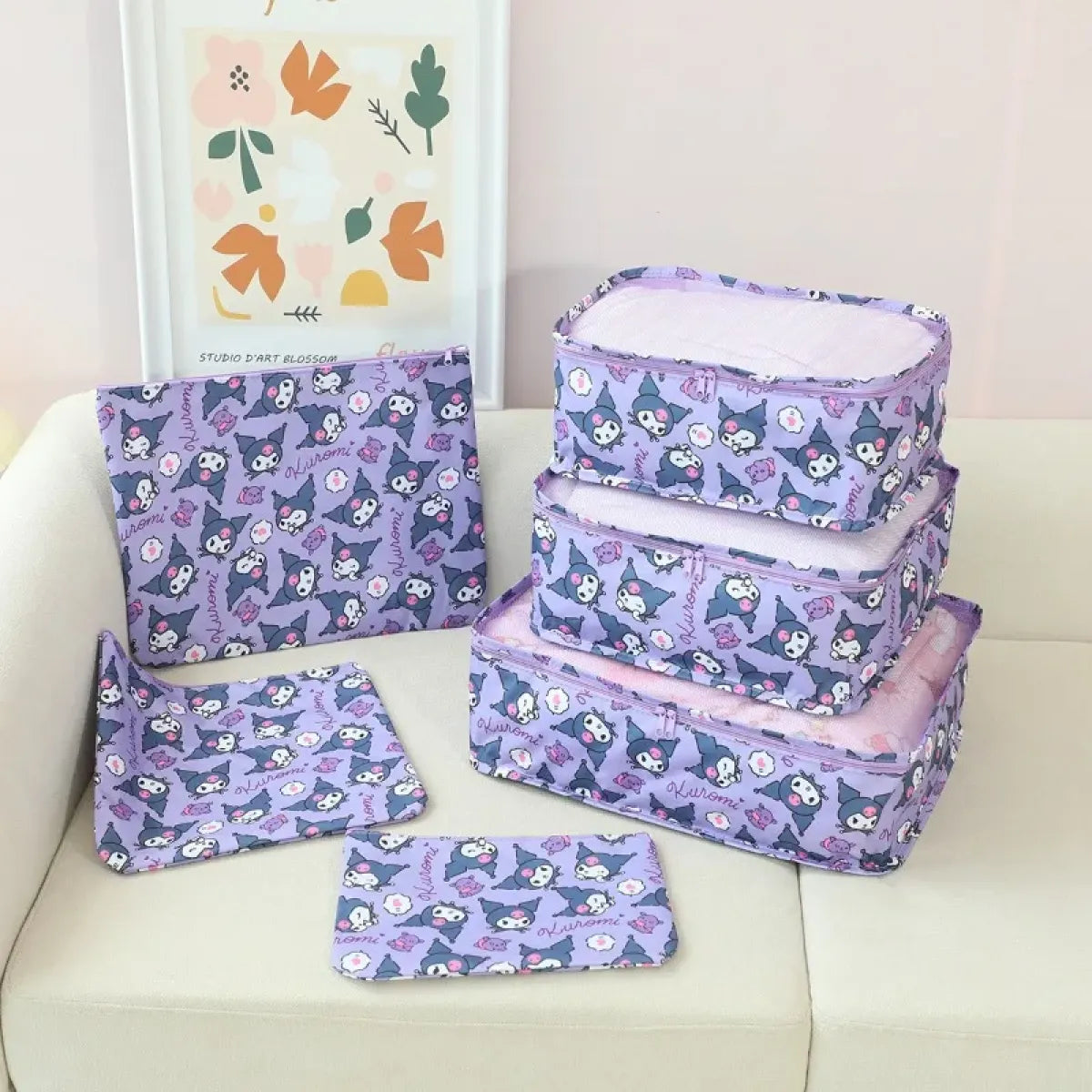 Sanrio Kawaii Travel Duffel Bag Set – 6 Piece - Harajuku Style - Cosmetic Bags - 2