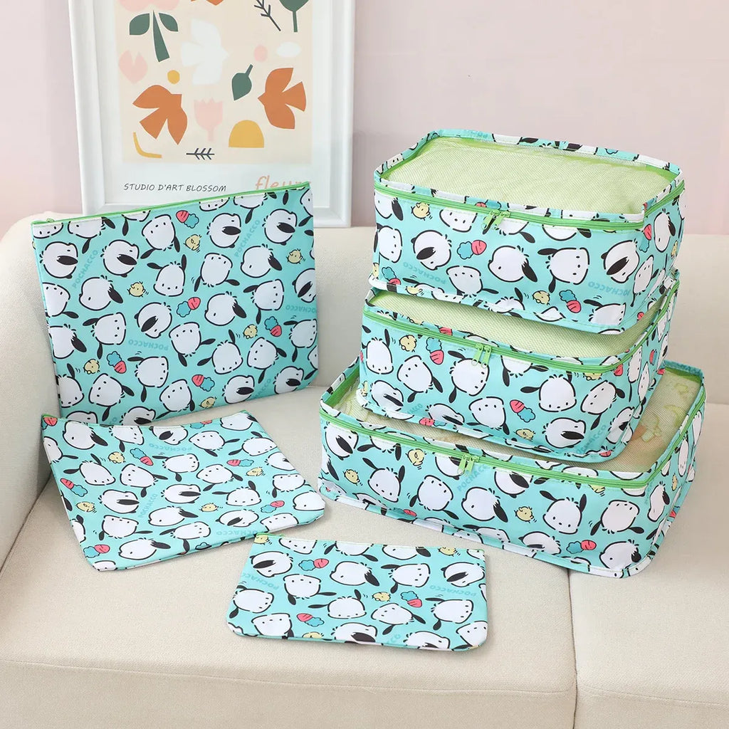 Sanrio Kawaii Travel Duffel Bag Set – 6 Piece - Harajuku Style - Cosmetic Bags - 7