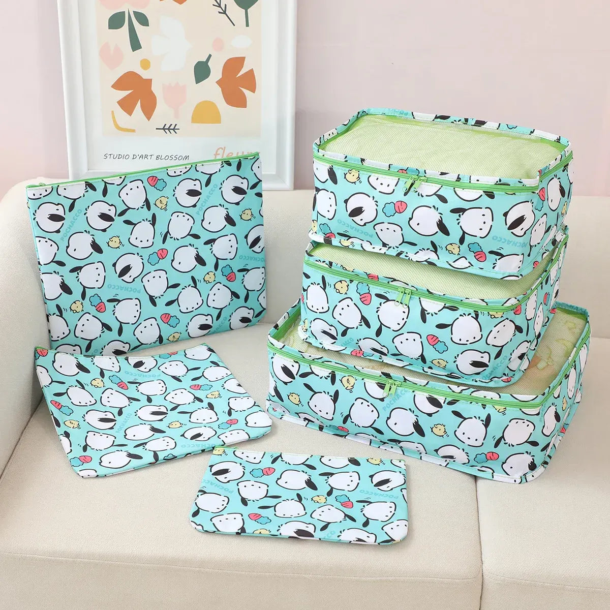 Sanrio Kawaii Travel Duffel Bag Set – 6 Piece - Harajuku Style - Cosmetic Bags - 7