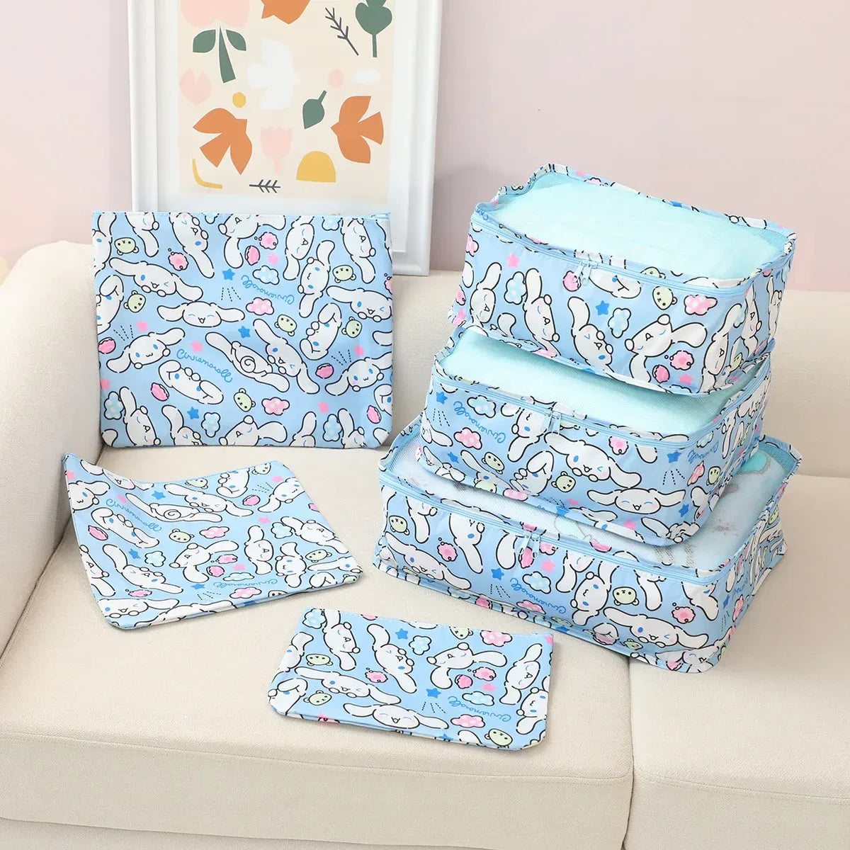 Sanrio Kawaii Travel Duffel Bag Set – 6 Piece - Harajuku Style - Cosmetic Bags - 8